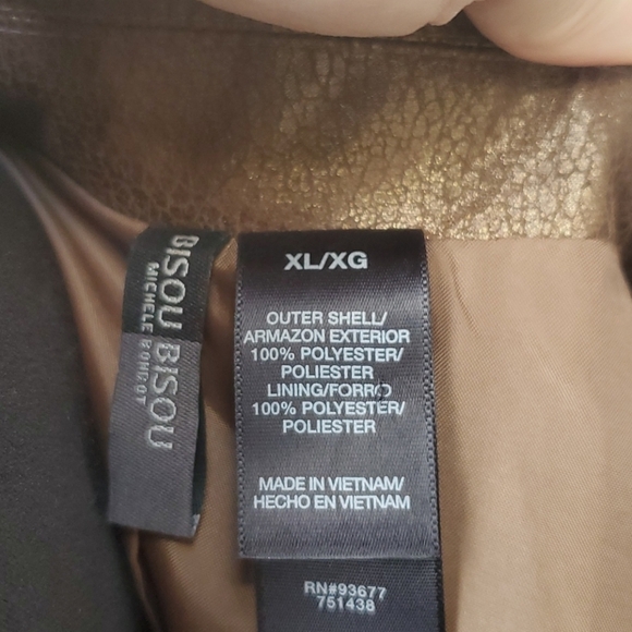 Bisou Bisou Jacket Size XL Coper Brown Biker Bomber Moto - Picture 10 of 14